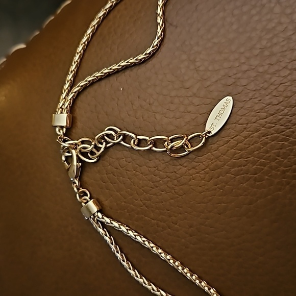 ST. THOMAS Goldtone Circle Textured Disc Double Chain Necklace - Picture 4 of 6